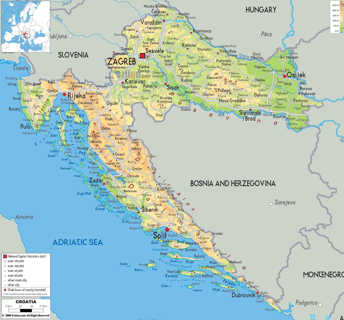 croàcia en el mapa