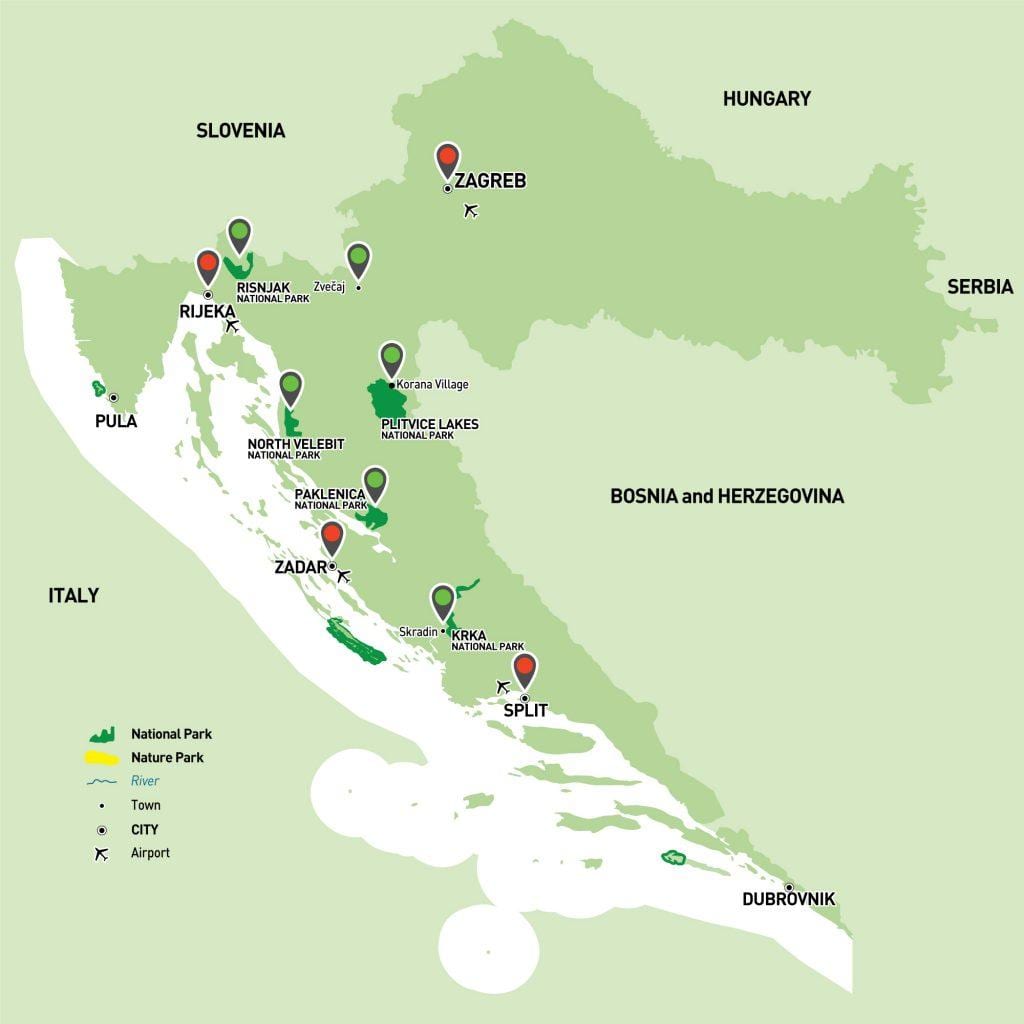 mapa de parcs nacionals de croàcia 