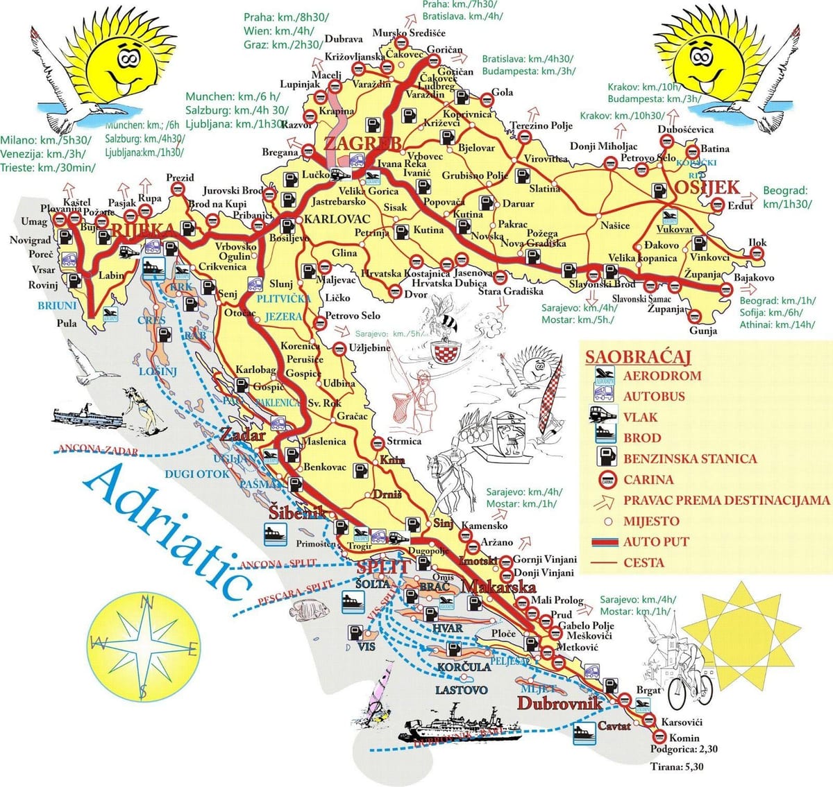 croàcia destinacions de vacances mapa