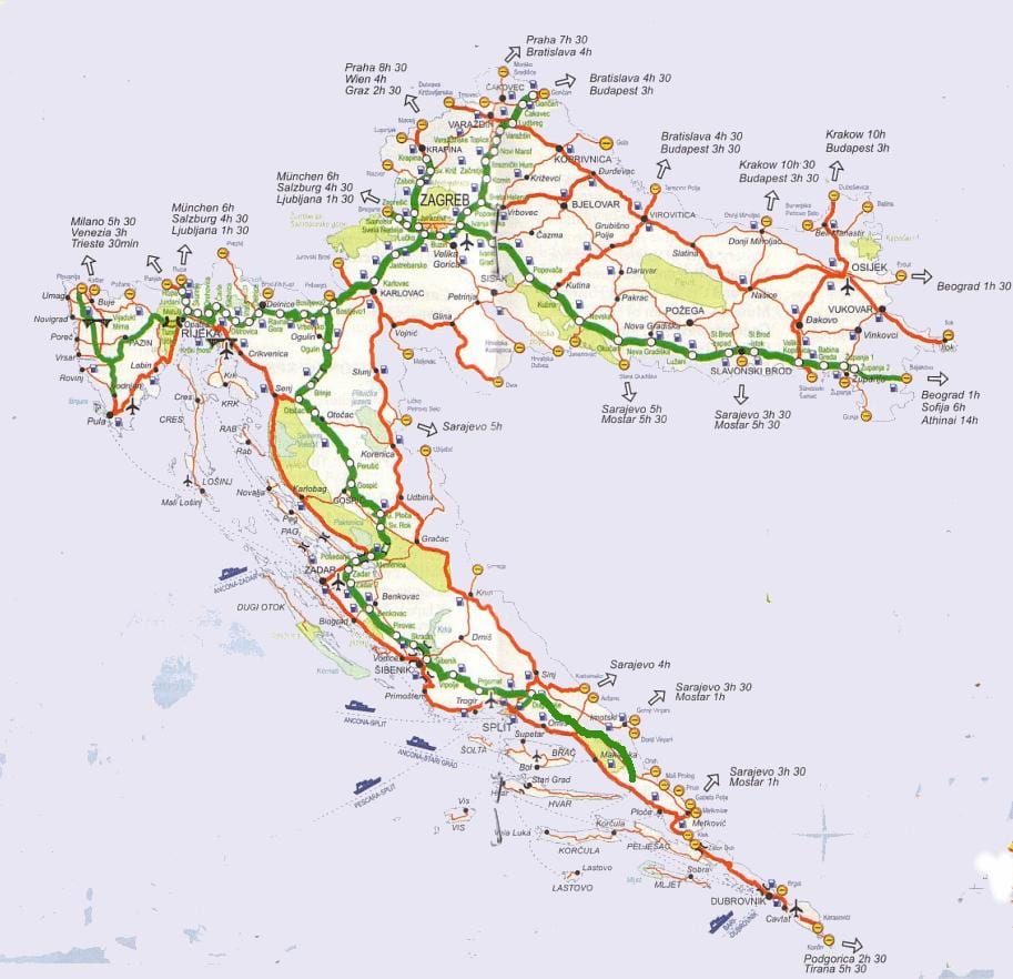 mapa de croàcia viatge per carretera