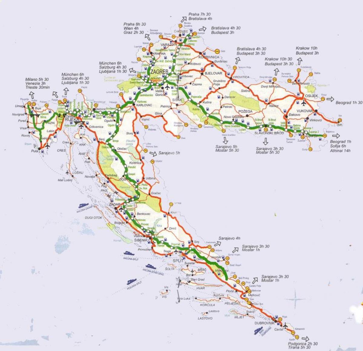 ruta detallada mapa de croàcia