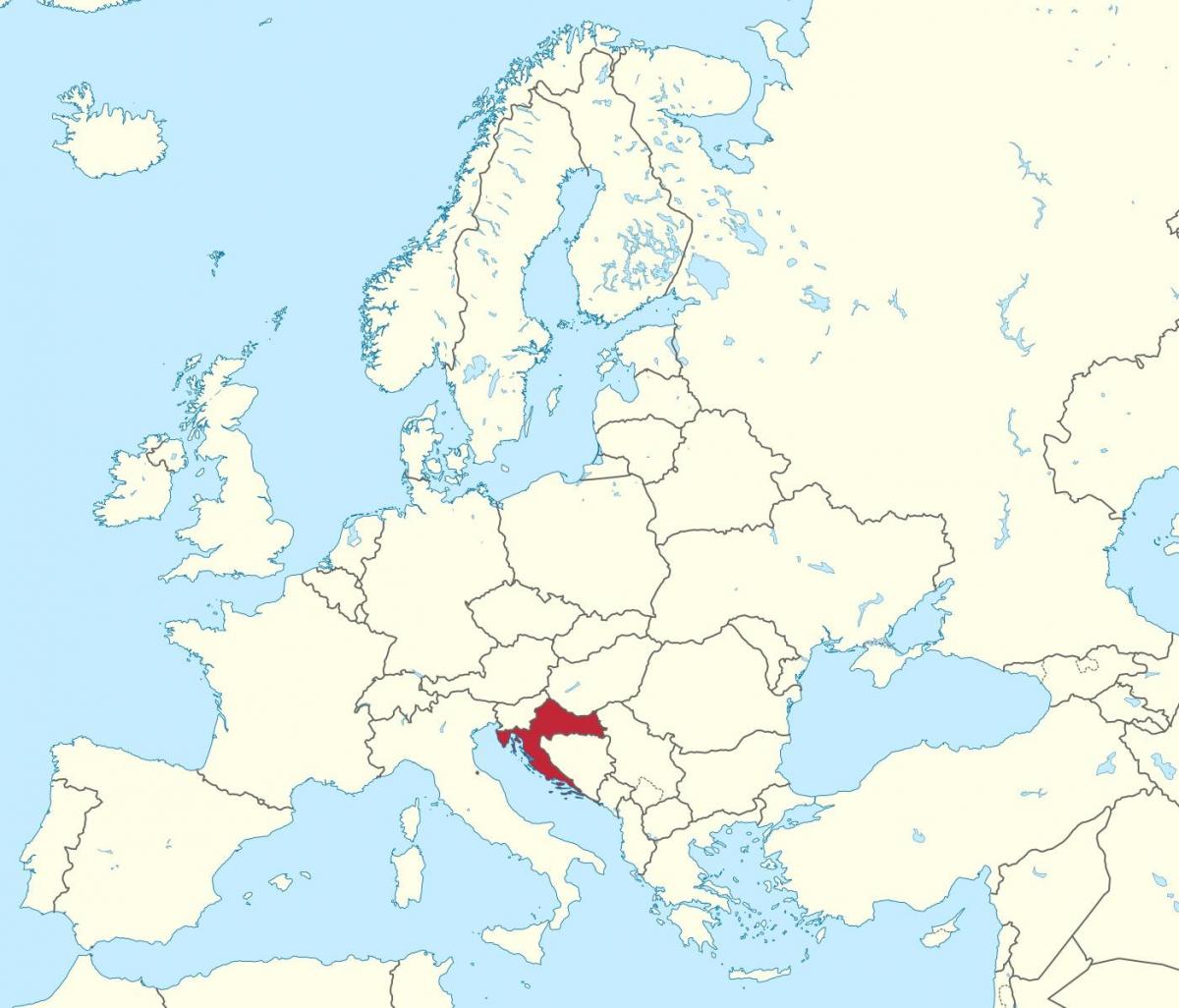 croàcia en el mapa d'europa