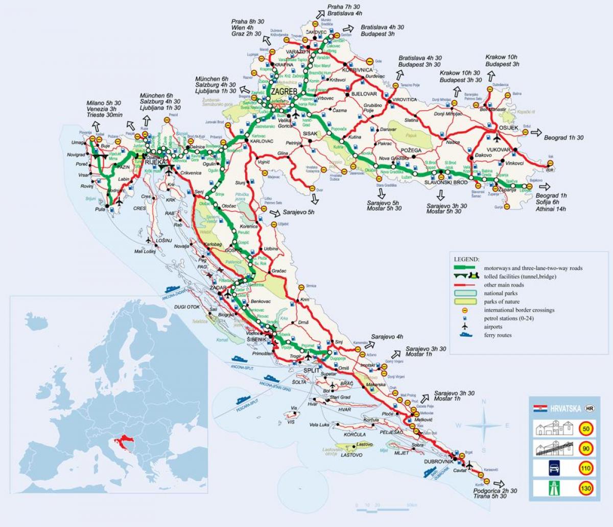 mapa de croàcia tren