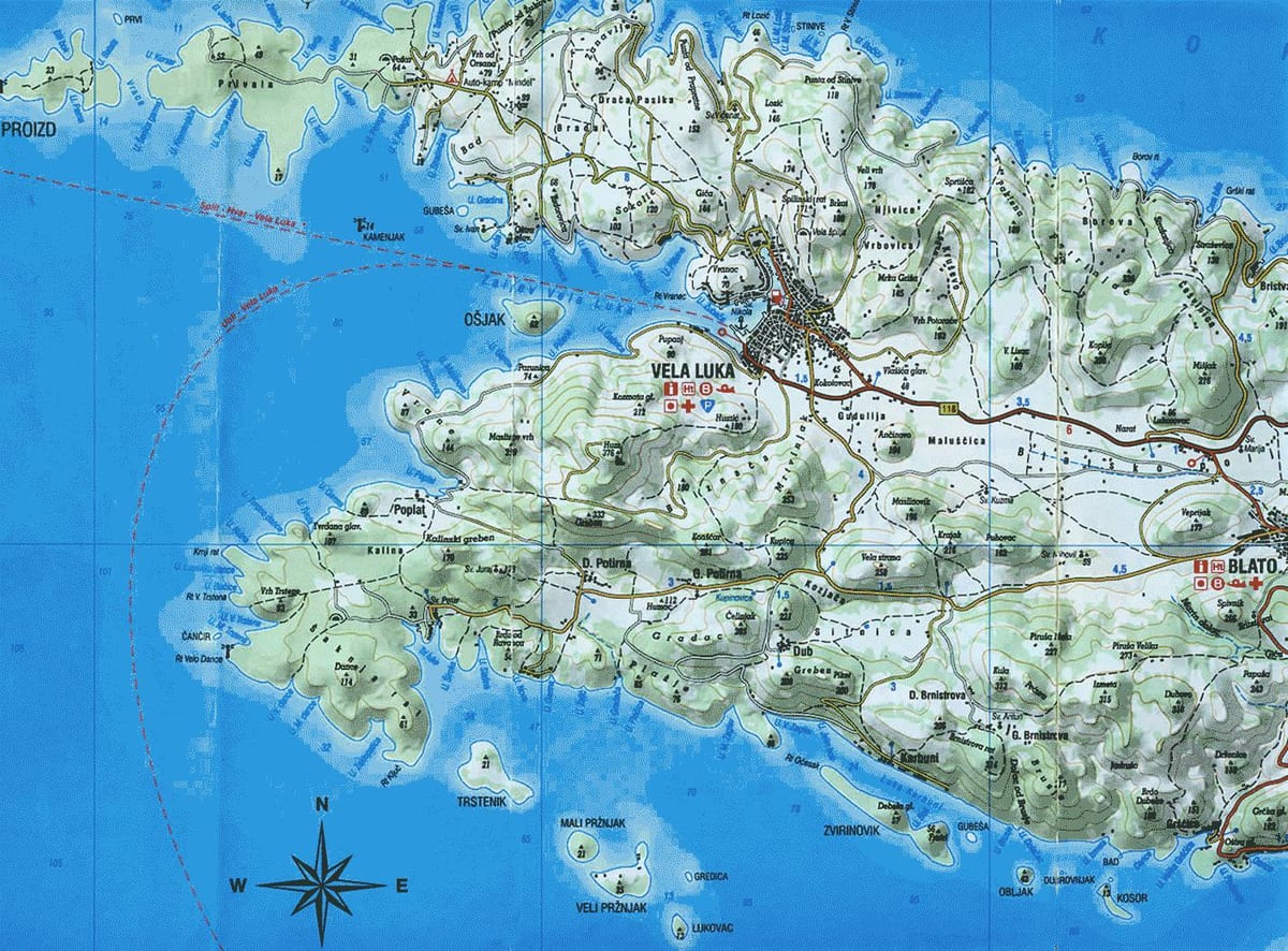 mapa de korcula croàcia