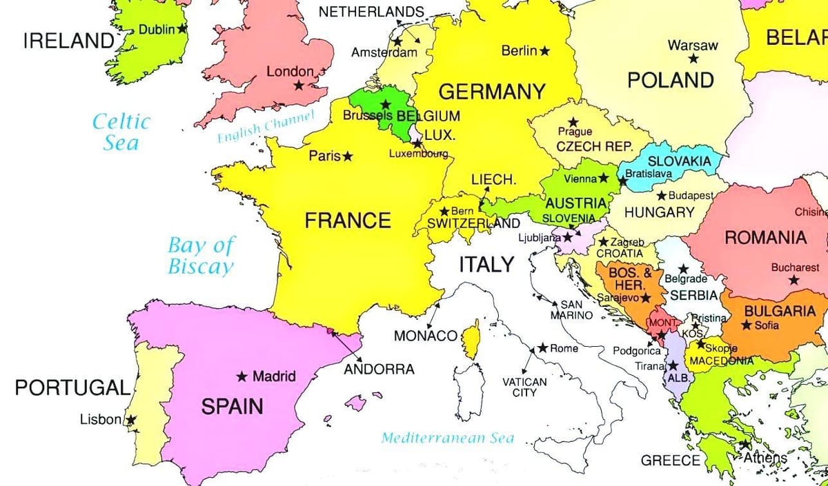 mapa d'europa mostrant croàcia