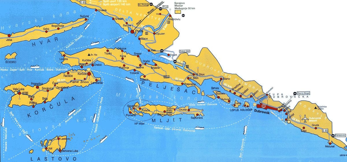 croàcia mapa dubrovnik zona