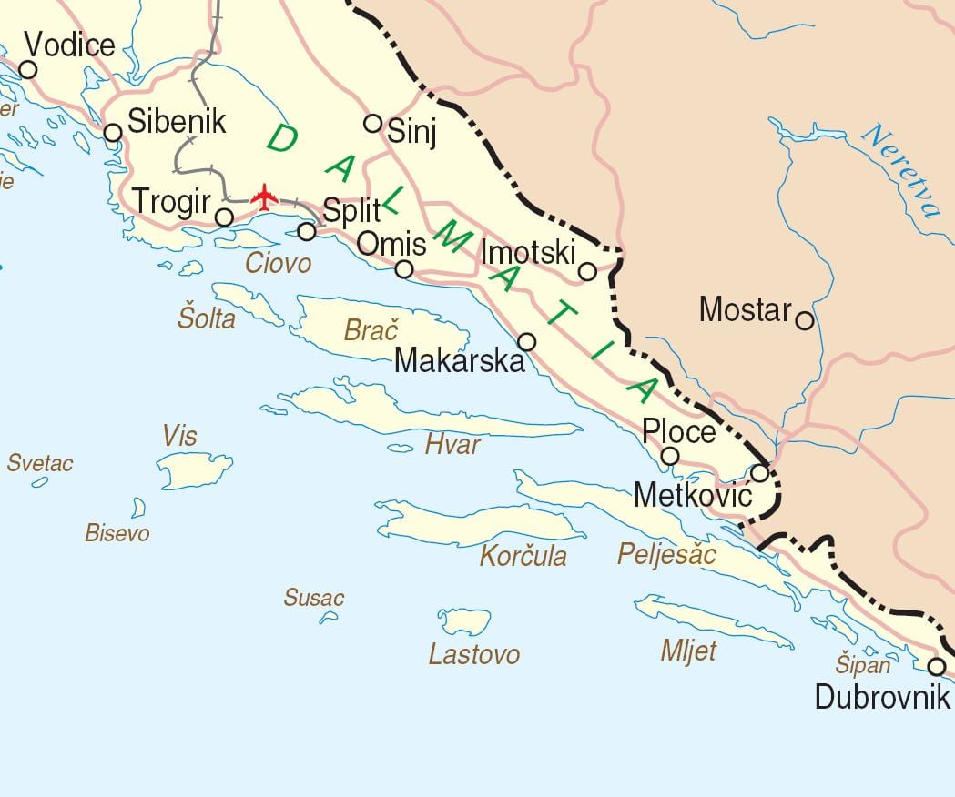mapa del sud de croàcia