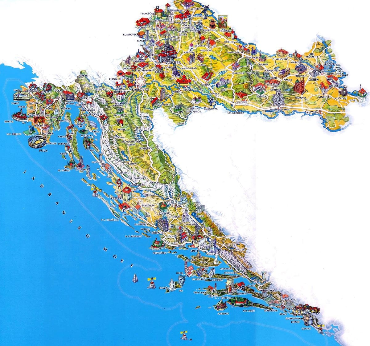 croàcia llocs per visitar mapa
