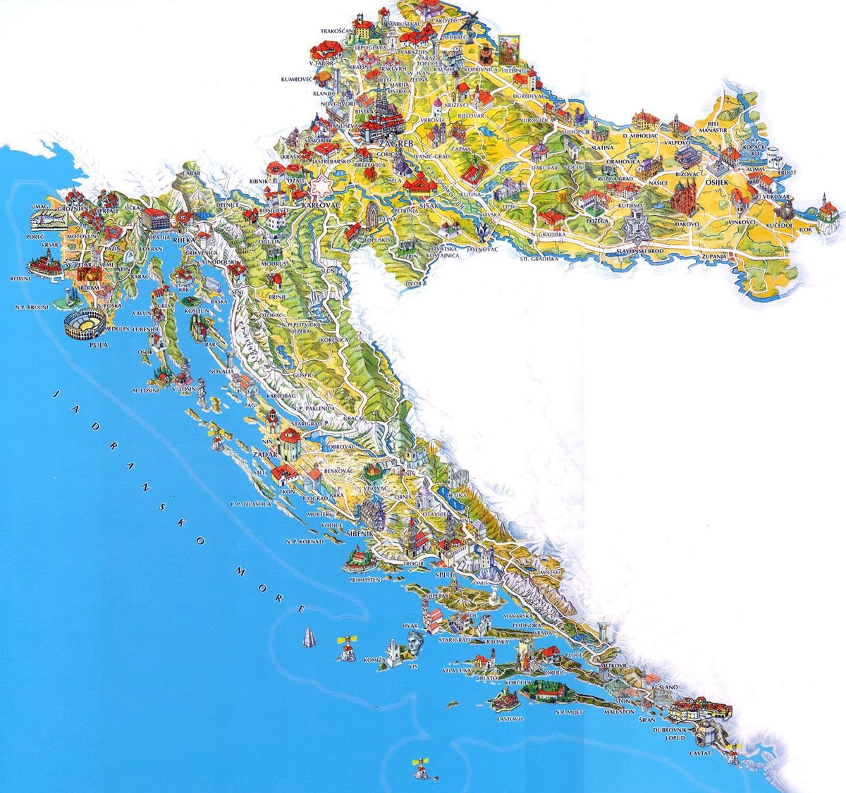 croàcia atraccions turístiques mapa