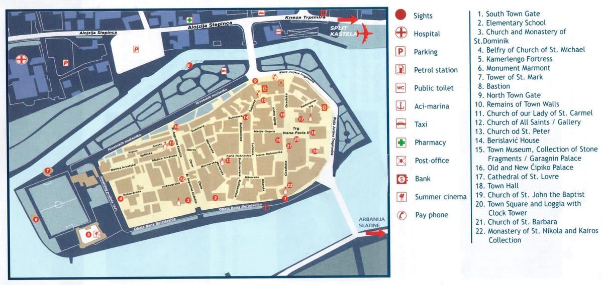croàcia trogir mapa