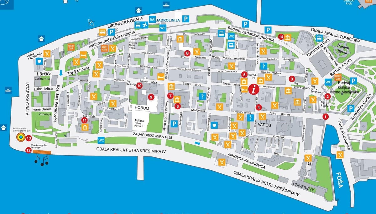 mapa de zadar croàcia