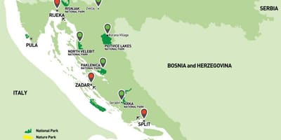 Mapa de parcs nacionals de croàcia 