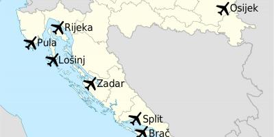 Mapa de croàcia mostrant aeroports