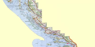 Mapa de la costa de croàcia i de les illes