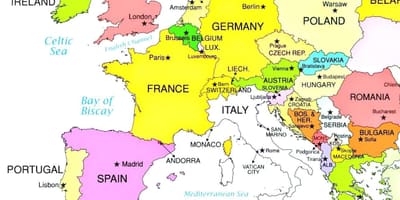 Mapa d'europa mostrant croàcia